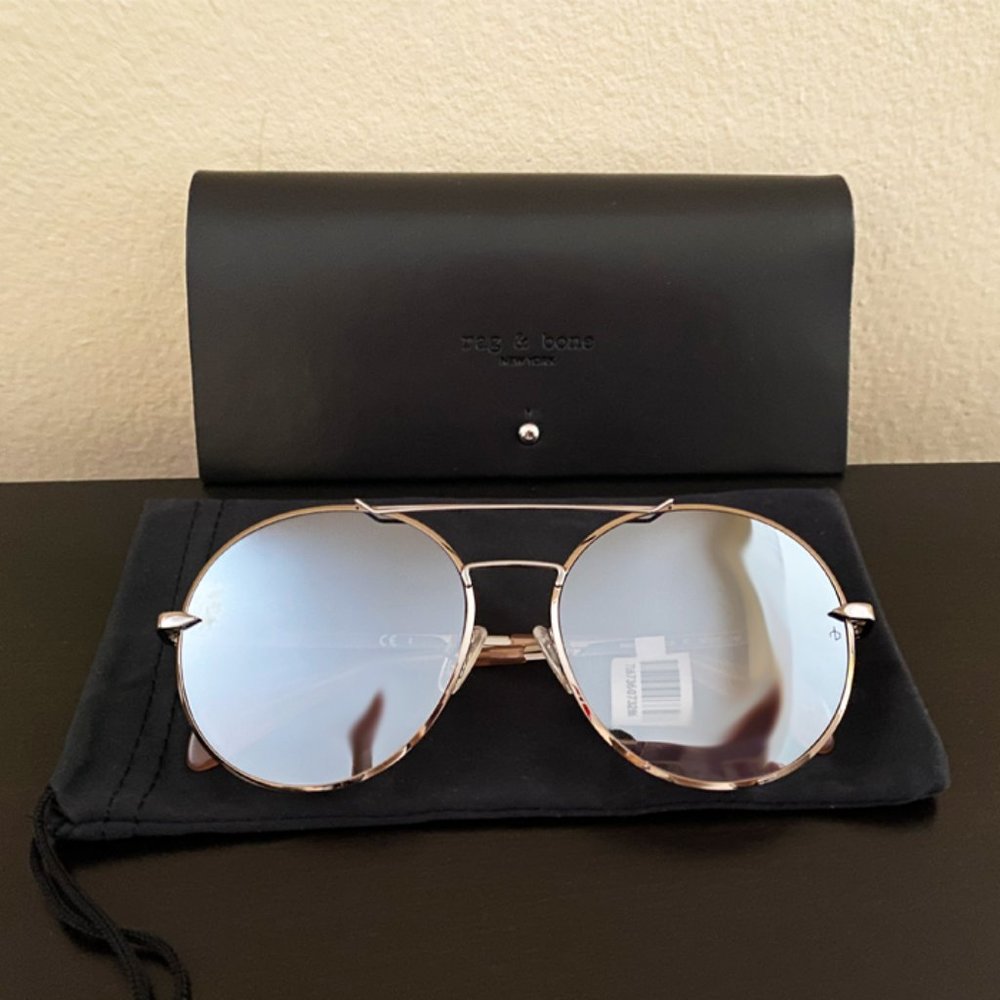 NWT Rag & Bone Women Round Sunglasses Sleek Retro Style
